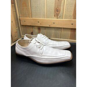 Stacy Adams Mens White Leather Square Toe Dress Shoes 12M Groom Prom
